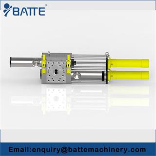Plastic extrusion hydraulic screen changer