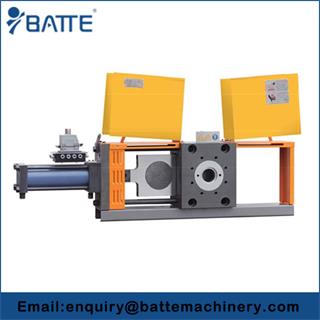 Single plate hydraulic screen changer with four working station